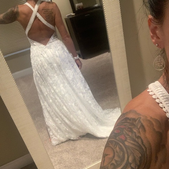Size 4 white boho wedding dress lace - Picture 9 of 11